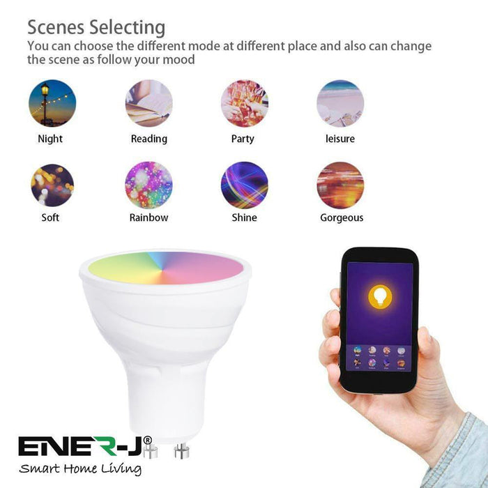 5W GU10 Wifi Smart Light LED Bulb, RGB White Warm White Color Changing Mood Light, 5W Equal to 50W Spot Bulbs Dimmable  (3 Pack) - Olectrical