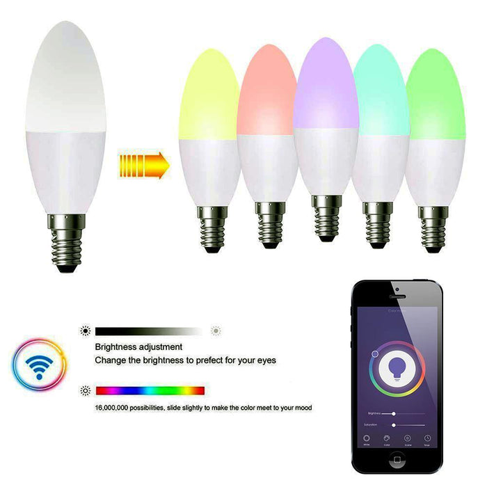 WiFi Smart Led Light Bulb E14 Base, 4.5W Dimmable Alexa Candle Light Bulbs for Bedroom & Living Room Ceiling, Colour Changing RGBCW Lights (Pack of 3) - Olectrical