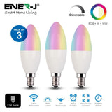 Load image into Gallery viewer, WiFi Smart Led Light Bulb E14 Base, 4.5W Dimmable Alexa Candle Light Bulbs for Bedroom &amp; Living Room Ceiling, Colour Changing RGBCW Lights (Pack of 3) - Olectrical