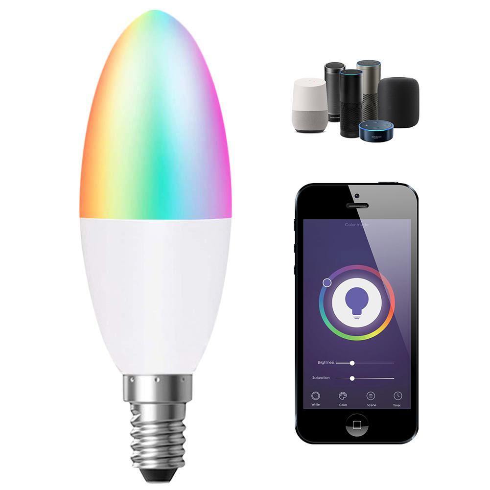 Smart Led Light Bulb WiFi E14 Base, 4.5W Dimmable Alexa Candle