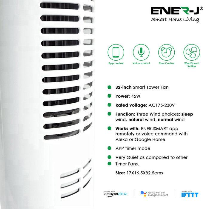 Wifi Tower Fan with Remote Control, Voice & App Control