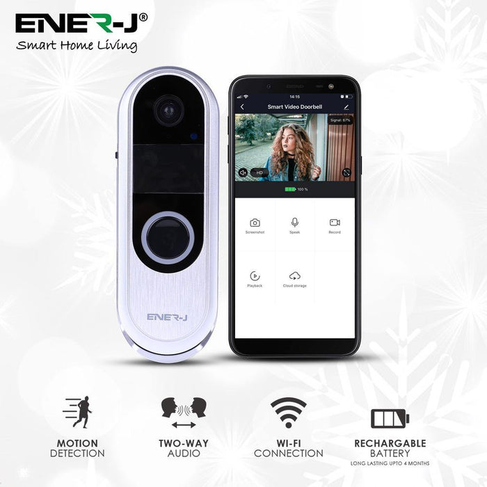 Slim Wireless Video Door Bell With 2 Way Audio with Chime - Olectrical
