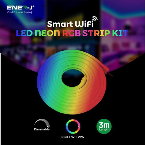 Smart WiFi 3meter RGB LED Neon Flex Kit Strip Lights, APP Control and Google Assistant Compatible, Colour-Changing With Music For Parties And Bedroom