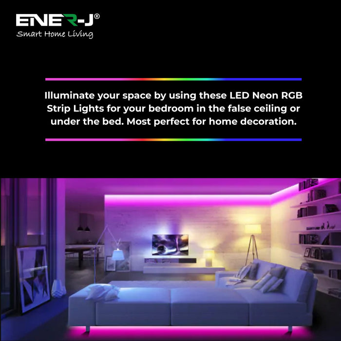 Smart WiFi 3meter RGB LED Neon Flex Kit Strip Lights, APP Control and Google Assistant Compatible, Colour-Changing With Music For Parties And Bedroom