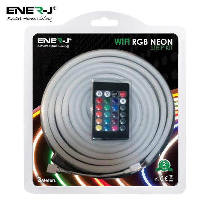 Smart WiFi 3meter RGB LED Neon Flex Kit Strip Lights, APP Control and Google Assistant Compatible, Colour-Changing With Music For Parties And Bedroom