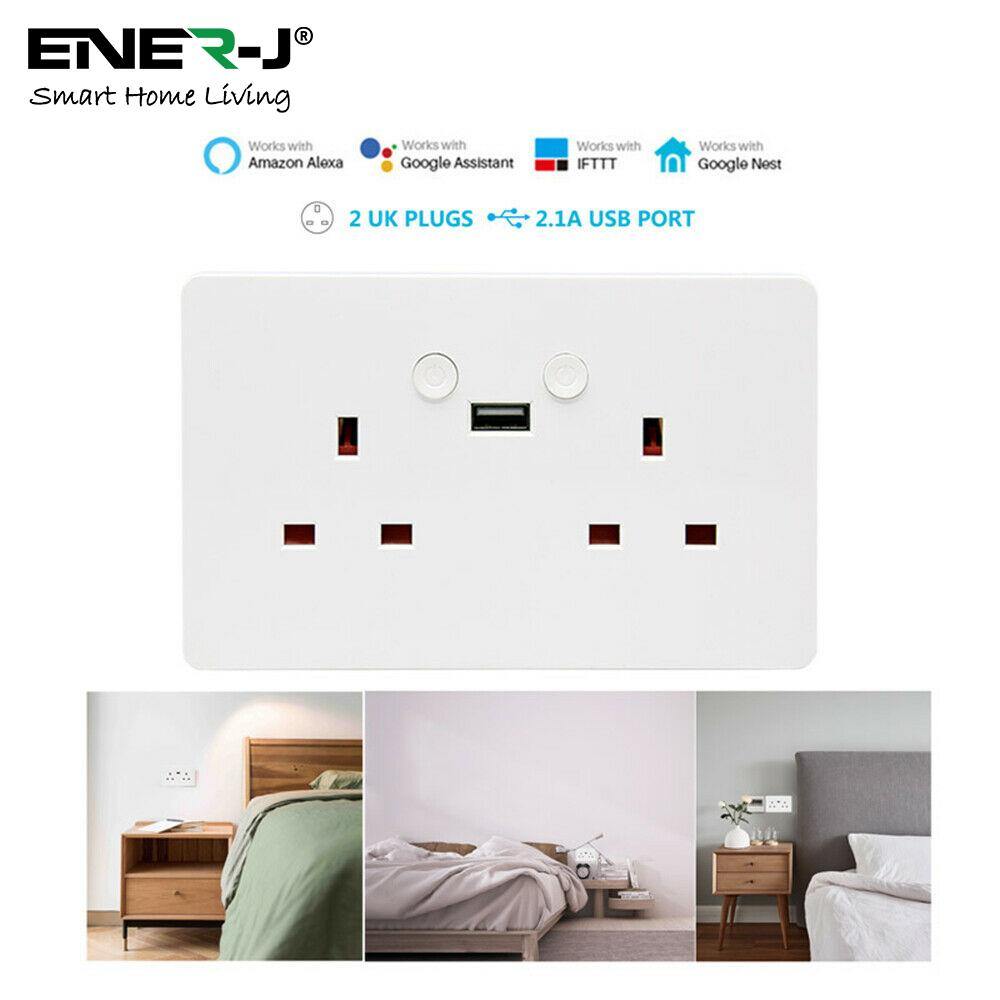 Smart WiFi Double Socket With USB by ENER-J Unboxing and Setup works with  Alexa / Google 