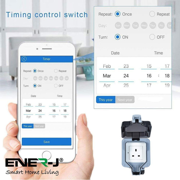 Outdoor Smart WiFi Socket IP55 Waterproof Single Socket - Olectrical