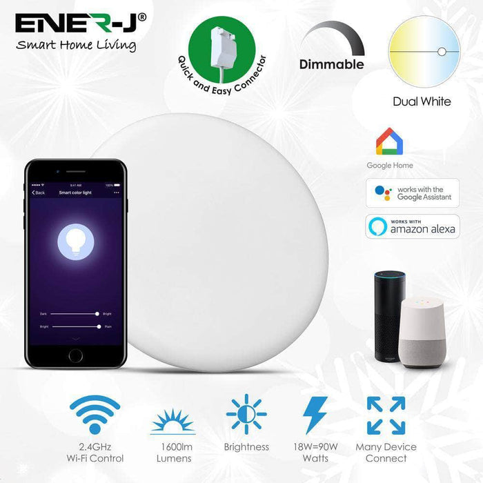 Smart WiFi 18W Bright Frameless LED Ceiling Down Light-Lamp for Wall, Kitchen, Bathroom (White)