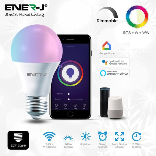 Smart RGB Light Bulbs E27, White and Colour Ambiance, Works with Alexa and Google Home, No Hub Required 8.5W - Olectrical