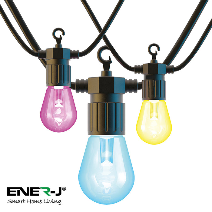 Wi-Fi LED String Light with RGB+WW, 7.3M and 12pcs LED Bulbs withPlug & Play Power Supply