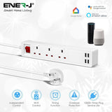 Load image into Gallery viewer, 13A SMART Wi-Fi Power Strips With 3 Sockets &amp; 4 USB - Olectrical