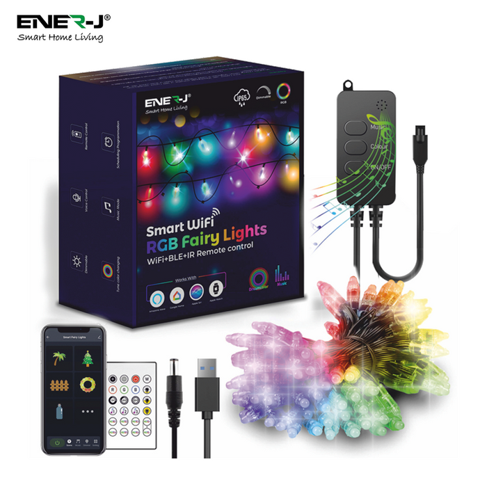 Wi-Fi Smart Led Fairy Lights 5M RGB USB Charge LED Strip Lights Alexa Google Home Control IP66 Waterproof Home and Outdoor Décor