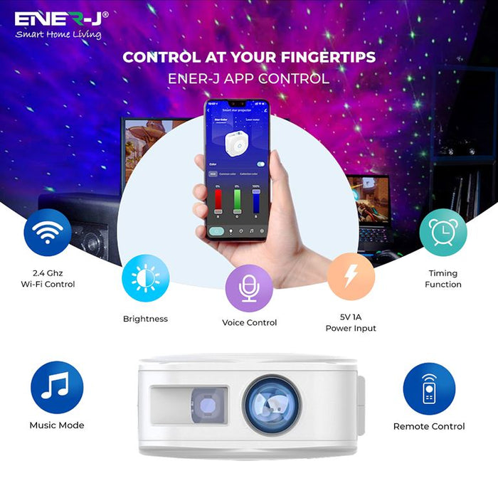 Smart Starry SKY Projector With Music Sync Function Wi-Fi & Bluetooth LED Star & Galaxy Cloud Light Projector App Control & Timer