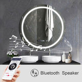 Load image into Gallery viewer, 70 cms Round Bathroom Mirror with Bluetooth Speaker, LED Lights Illuminated