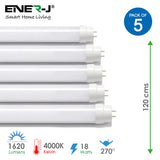 Load image into Gallery viewer, 5 Pack 18W T8 4ft 120Cms LED Tube Light 1800Lm, 4000K Natural White Retrofit 4ft 1200mm Fluorescent tube-lights 2 Year Warranty (Pack of 5)