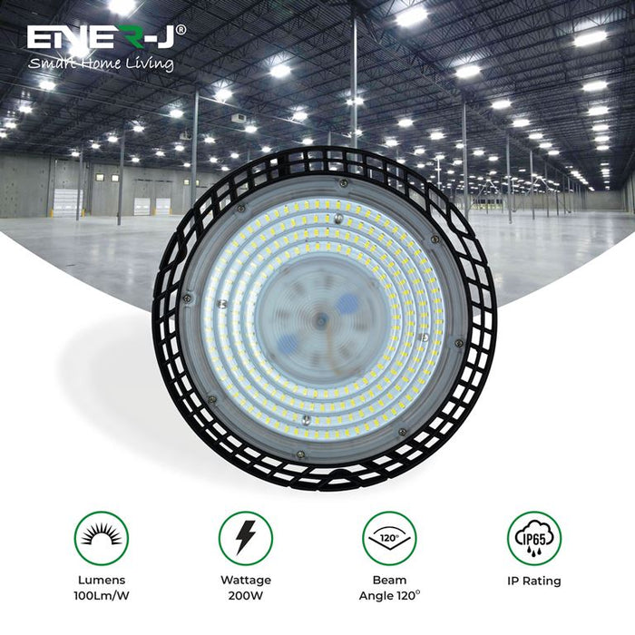 UFO LED-High-Bay-Light, 200W, IP65 Waterproof , 20000 Lumens, Warehouse Lighting, Commercial Bay Lighting for Factory, Shop, Industrial, Garage