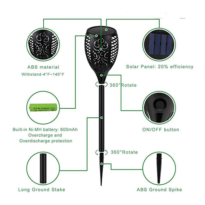 Solar Torch Lights Waterproof Dancing Flickering Flame Solar Lights Landscape Decoration Lighting - Olectrical
