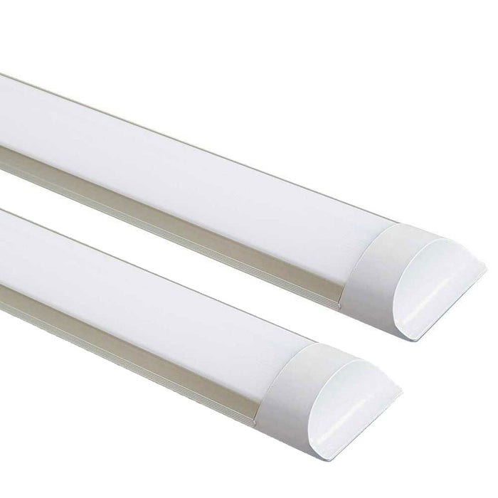 Pack of 2 LED Prismatic Batten Fitting Lights, 45W, complete fitting 1.5m, 4000 lumens, 6500K