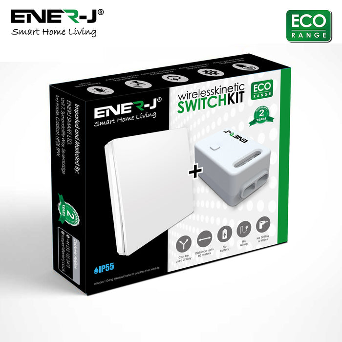 1 Gang Wireless Kinetic Switch + Non-Dimmable Receiver Bundle Kit