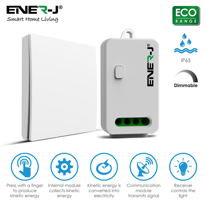 1 Gang Wireless Kinetic Switch + Dimmable & WiFi Receiver Bundle Kit