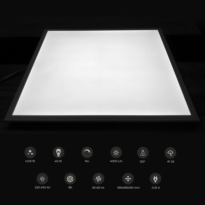 Pack of 2 LED Backlit Panel 600X600X30mm Cool White & Daylight (4000K - 6000K) with UGR<19, 100lm/W, No Flicker CE driver (Pack of 2)